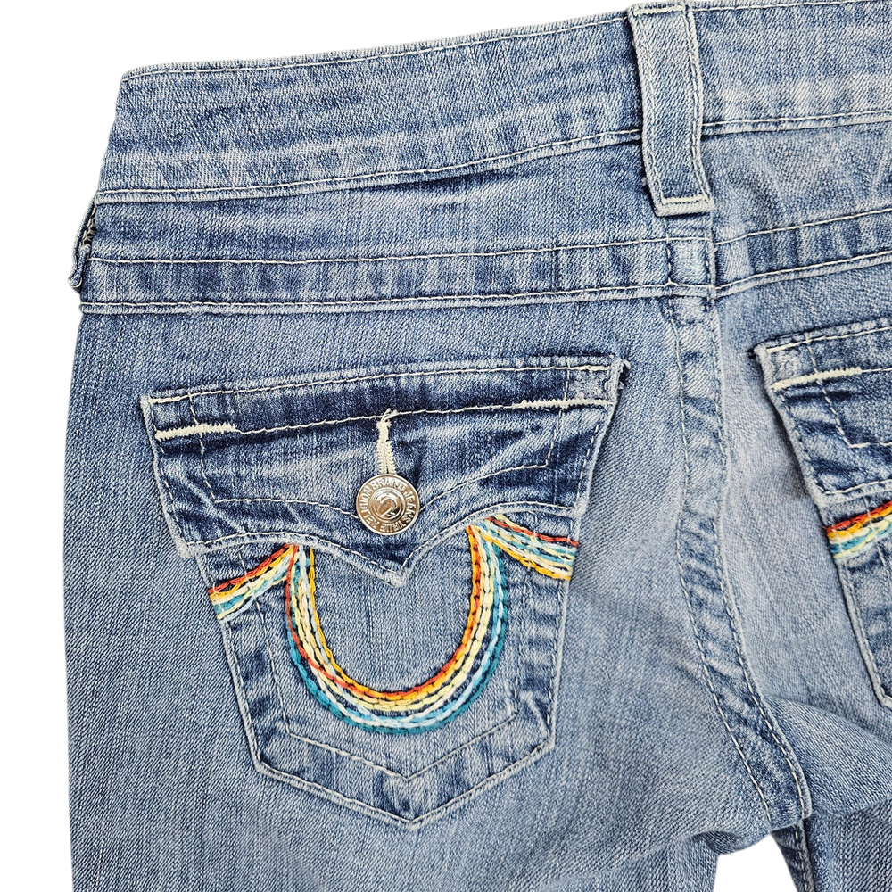 True Religion Shorts Womens 25 Bermuda Denim Knee Length Embroidered - Picture 5 of 12